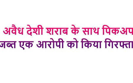 अवैध देशी शराब के साथ पिकअप जब्त, एक आरोपी को किया गिरफ्तार