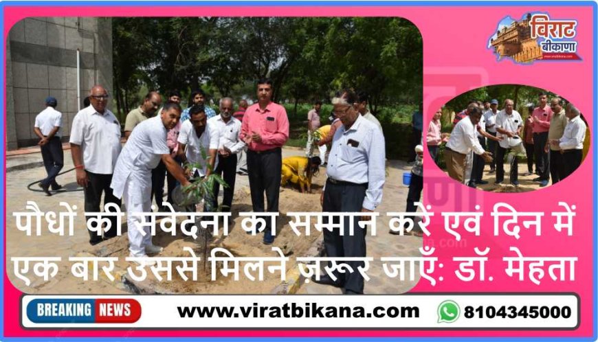 पौधों की संवेदना का सम्मान करें एवं दिन में एक बार उससे मिलने ज़रूर जाएँ: डॉ. मेहता